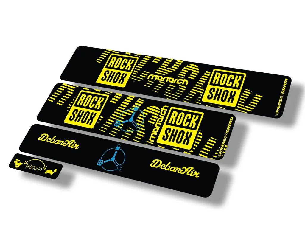 Rock Shox MONARCH 2020 RT3 Rear Shock Decal Sticker Adhesive Set Yellow - 1