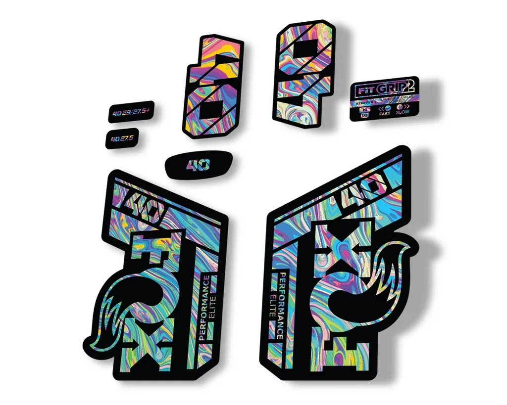 FOX 40 Performance Elite 2021 Fork Decals Suspension Sticker Adhesive Oil Slick1 - 1
