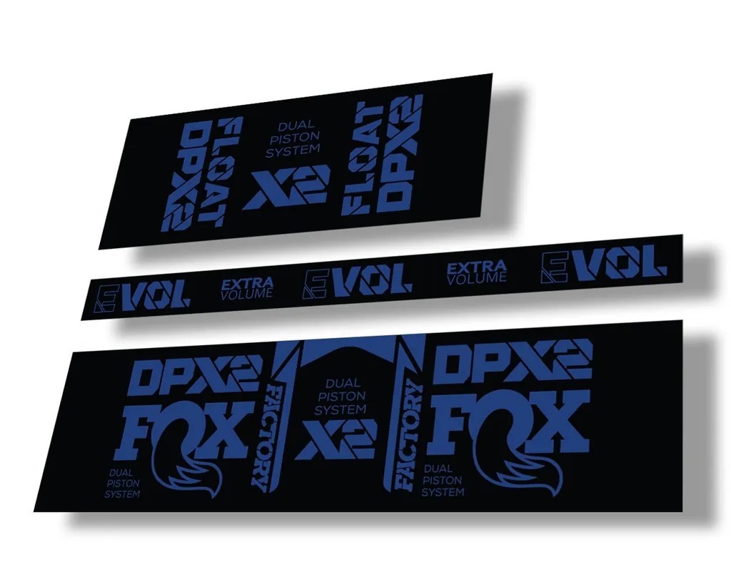 FOX Float DPX2 2021 Factory Rear Shock Suspension Sticker Decal Kit Dark Blue - 1