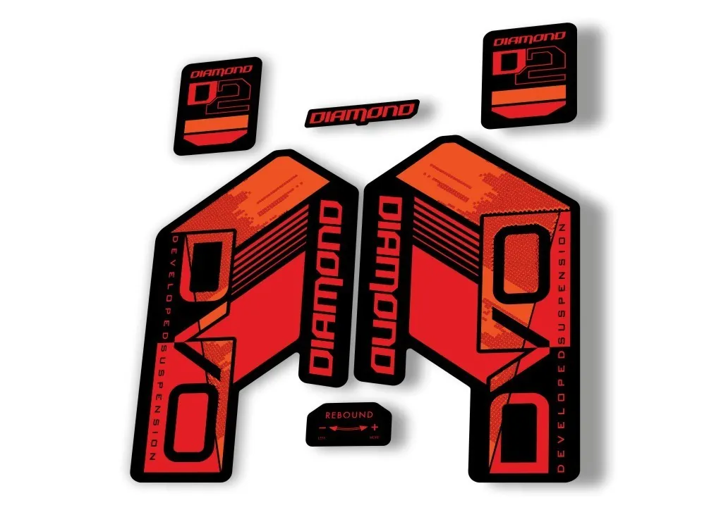 DVO Diamond D2 2020 Fork Suspension Sticker Decal Kit Adhesive Red - 1