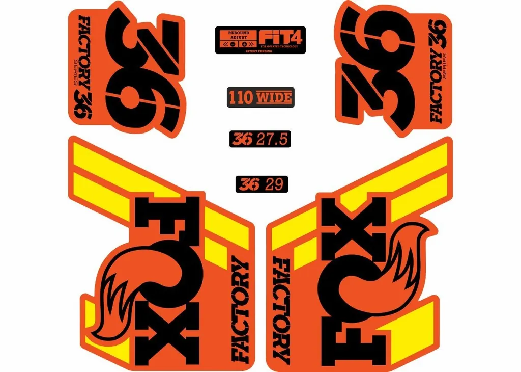 FOX 36 Float 2018-19 Forks Suspension Factory Decals Sticker Orange Yellow - 1
