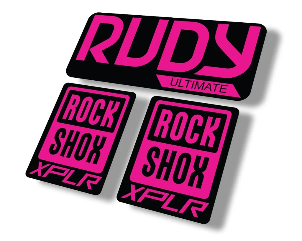 Rock Shox Rudy Ultimate XPLR Gravel Fork Decal Bike Cycling Sticker Pink - 1