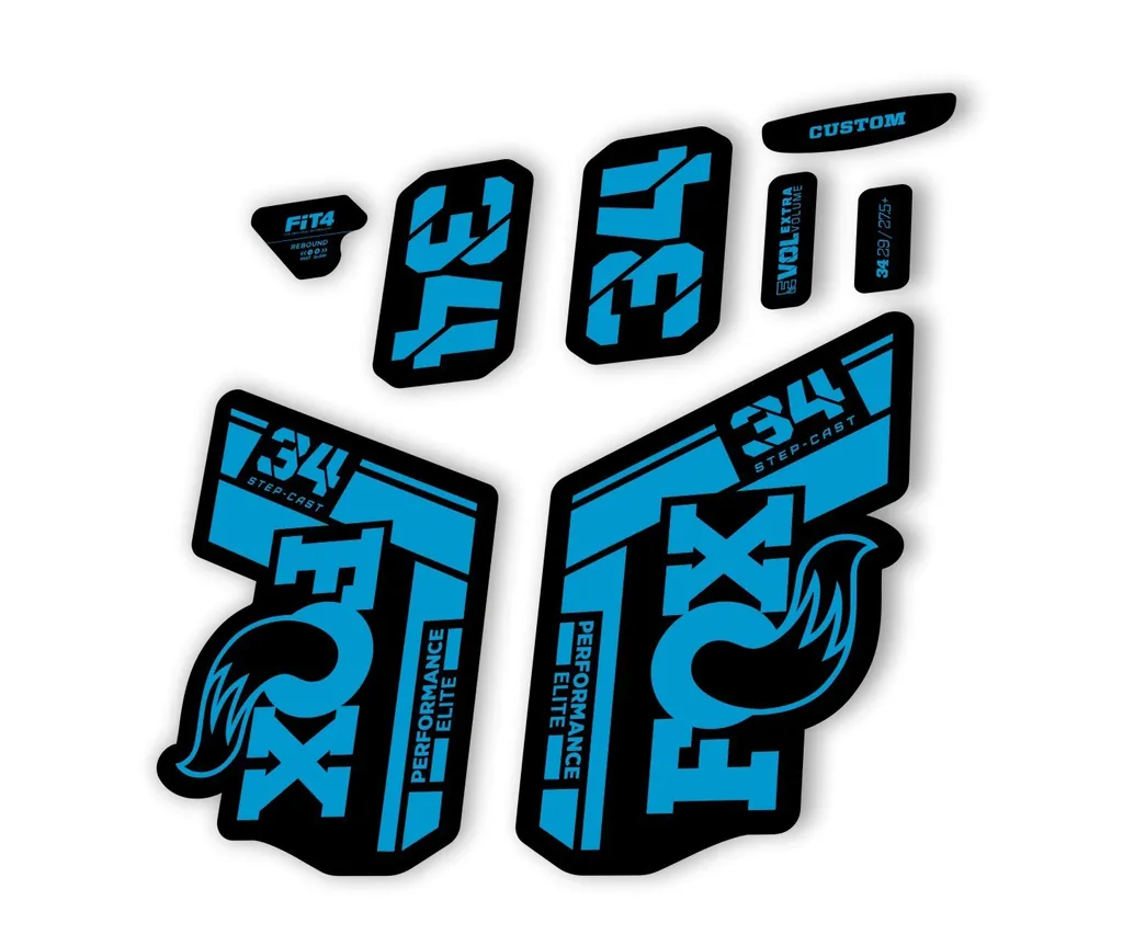 FOX 34 Step Cast Elite 2021 Factory Fork Decals Suspension Sticker Adhesive Blue - 1