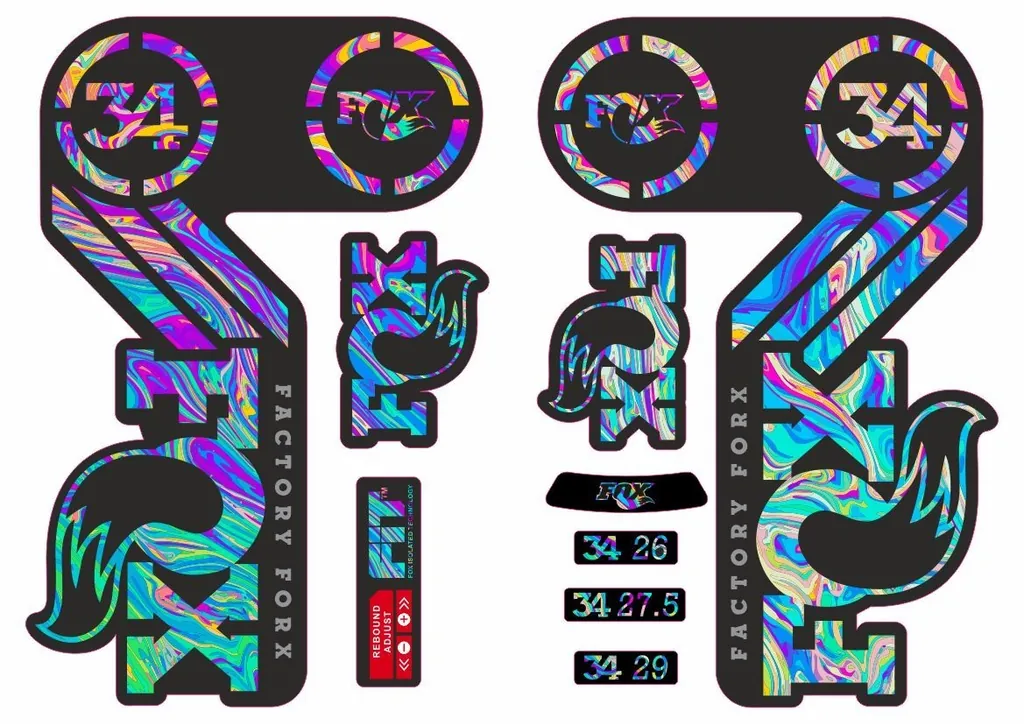 FOX 34 Heritage 2015 Fork Suspension Factory Decal Sticker Adhesive Oil Slick 1 - 1