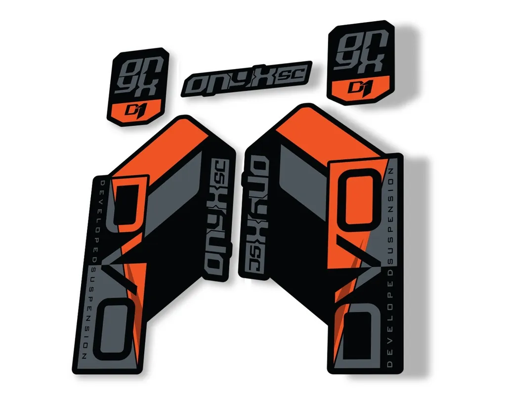 DVO Onyx SC D1 2019 Fork Suspension Sticker Factory Decal Adhesive Orange Gray - 1