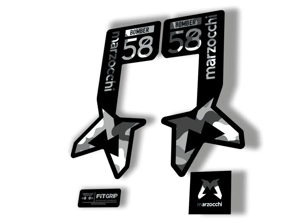 Marzocchi Bomber 58 2025 Suspension Sticker Decal Kit Adhesive White Camo - 1