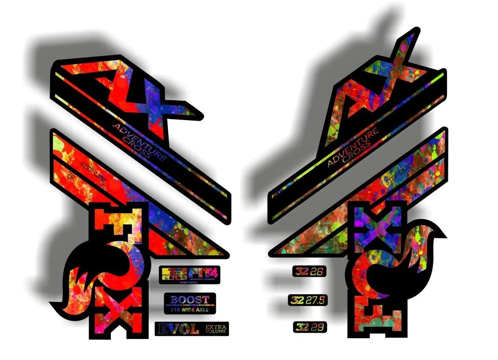 FOX Step Cast 2020 AX Adevnture Cross Fork Suspension Decals Sticker Oil Slick - 1