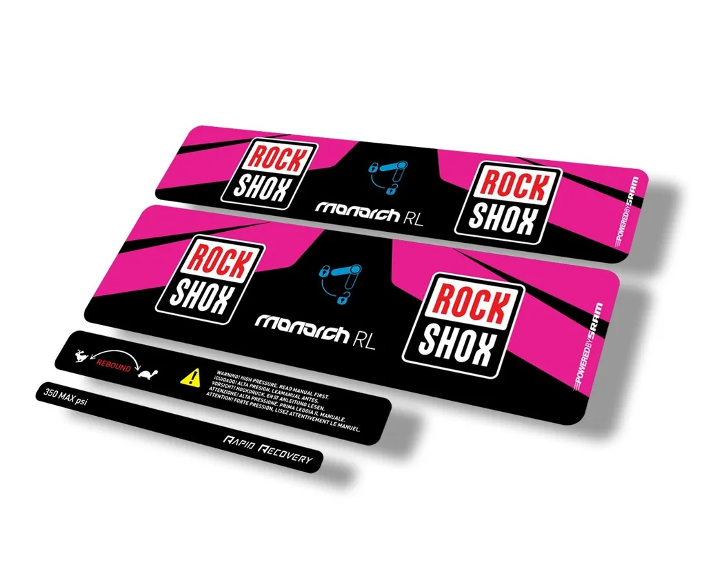 Rock Shox MONARCH RL 2016 Rear Shock Suspension Decal Sticker Adhesive Pink - 1