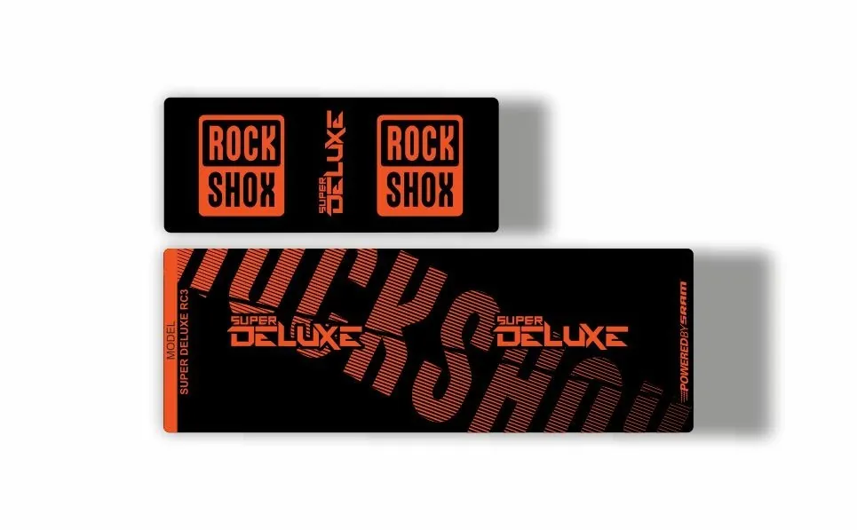 Rock Shox Super Deluxe RC3 Rear Shock MTB Decal Sticker Adhesive Orange - 1