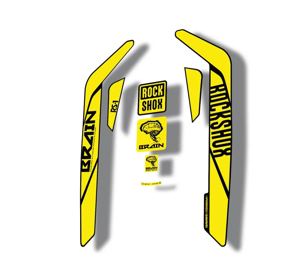 Rock Shox RS-1 Brain 2016-17 Mountain Bike Cycling Decal Sticker Adhesive Yellow - 1