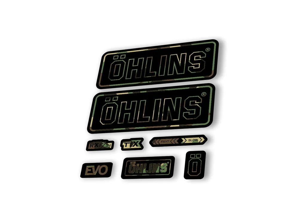 Ohlins RXF34 EVO 2018 Rear Shock Decal Mountain Bike Cycling Sticker Camo - 1