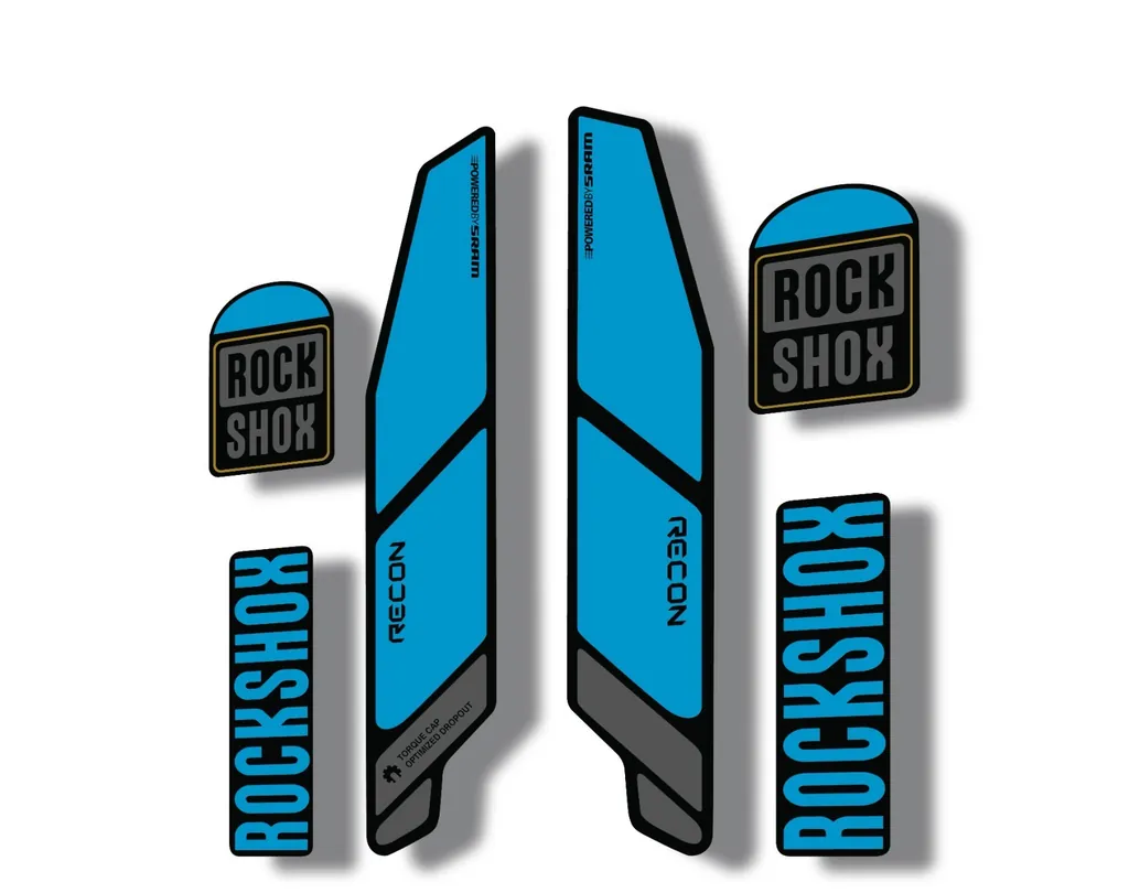 Rock Shox RECON 2014 Mountain Bike Cycling Decal Kit Sticker Adhesive Blue Gray - 1