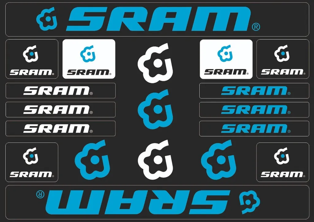 Bicycle Vinyl Stickers – Compatible with SRAM Bikes – Blue - 1