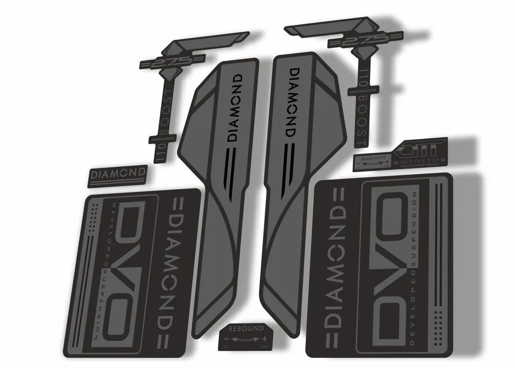DVO 2017 Diamond Boost 27.5 Fork Suspension Sticker Decal Adhesive Gray - 1