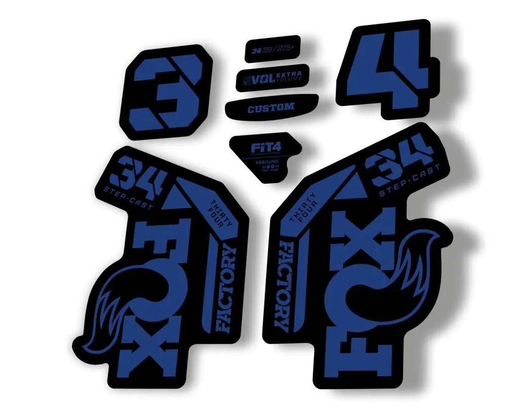 FOX 34 Step Cast SC 2023 Factory Fork Decals Suspension Sticker Dark Blue - 1