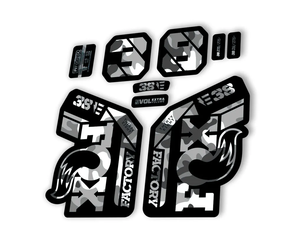 FOX 38 2021 E Bike Forks Suspension Factory Decal Sticker Adhesive White Camo - 1