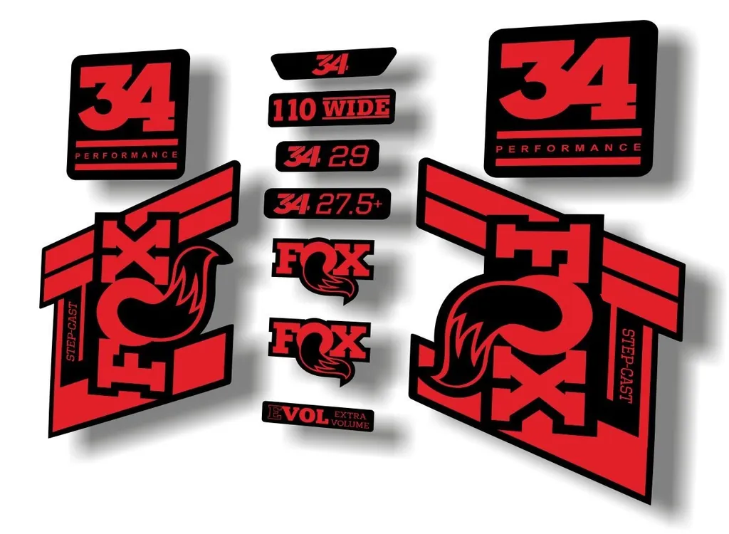FOX 34 Step Cast SC 2020 Fork Suspension Factory Decal Sticker Set Red - 1