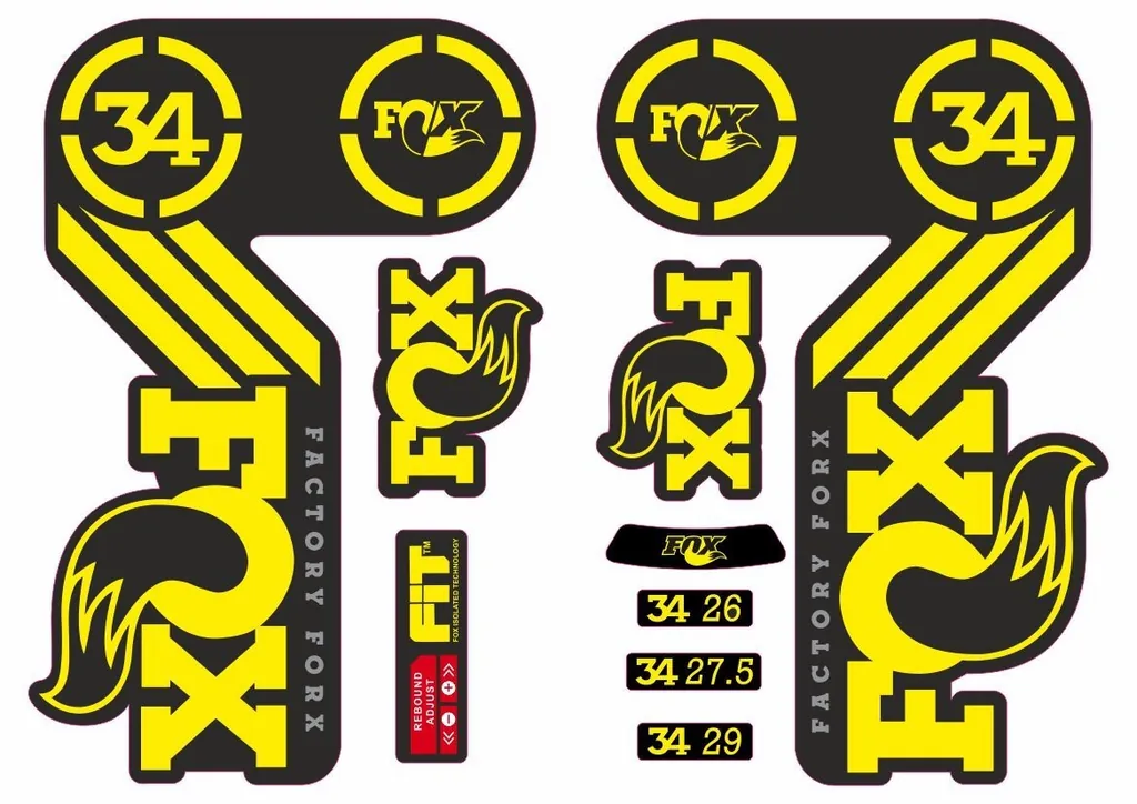 FOX 34 Heritage 2015 Fork Suspension Factory Decal Sticker Adhesive Yellow - 1