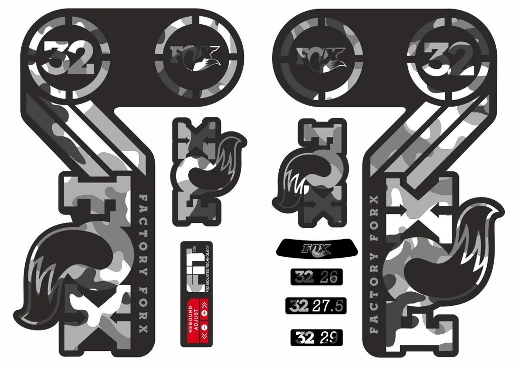 FOX 32 Heritage 2015 Fork Suspension Factory Decal Sticker Adhesive White Camo - 1