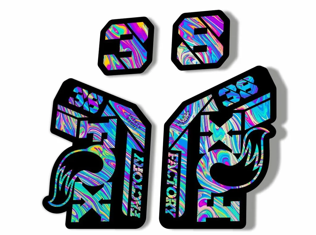 FOX 38 2021 Factory Forks Suspension Decals Sticker Set Adhesive Oil Slick 1 - 1