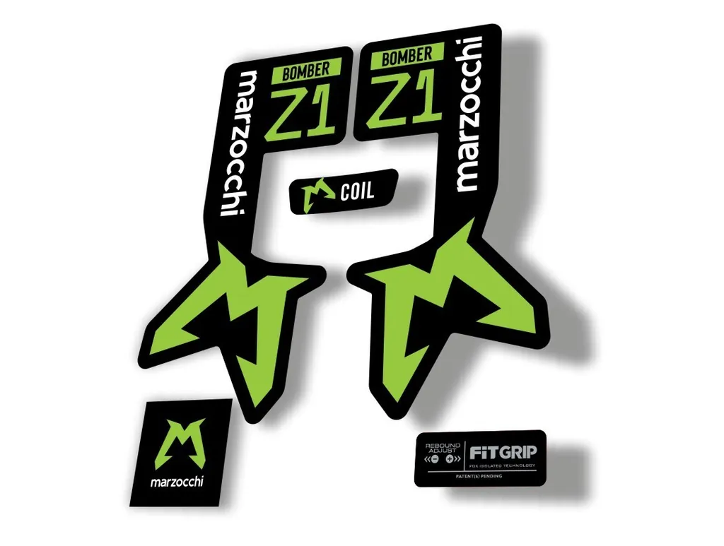 Marzocchi Bomber Z1 2025 2025 Fork Suspension Sticker Decal Kit Adhesive Green - 1