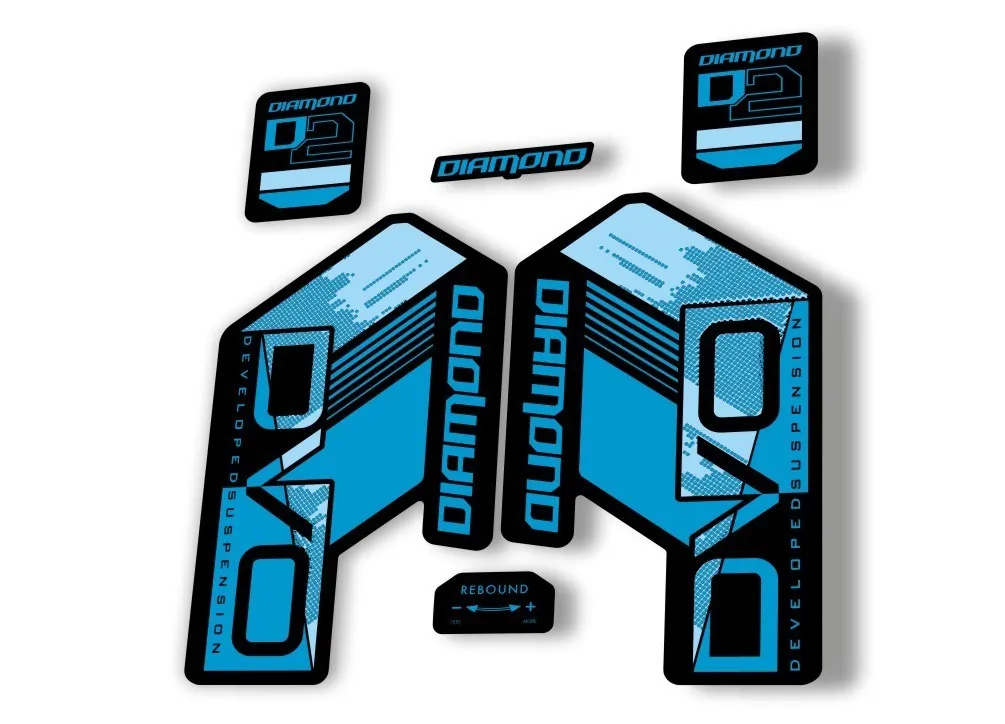 DVO Diamond D2 2020 Fork Suspension Sticker Decal Kit Adhesive Blue - 1