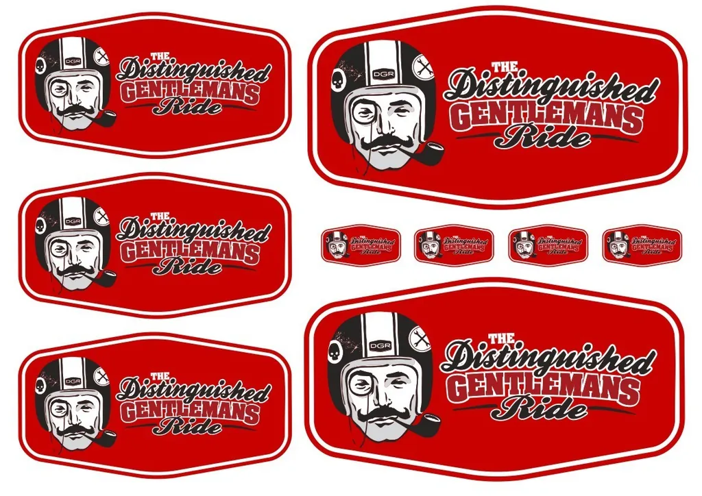Distinguished GENTLEMANS Ride Decal Sheet Sticker Graphic Set Logo Adhesive Red - 1