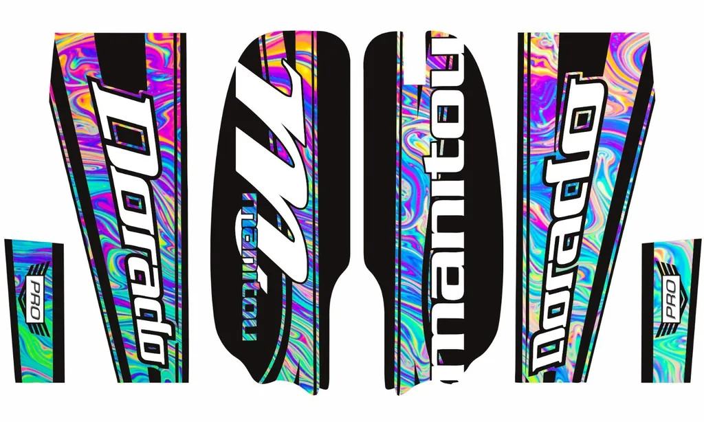 Manitou Dorado Pro Fork Suspension Graphic Decal Kit Sticker Set Oil Slick 1 - 1