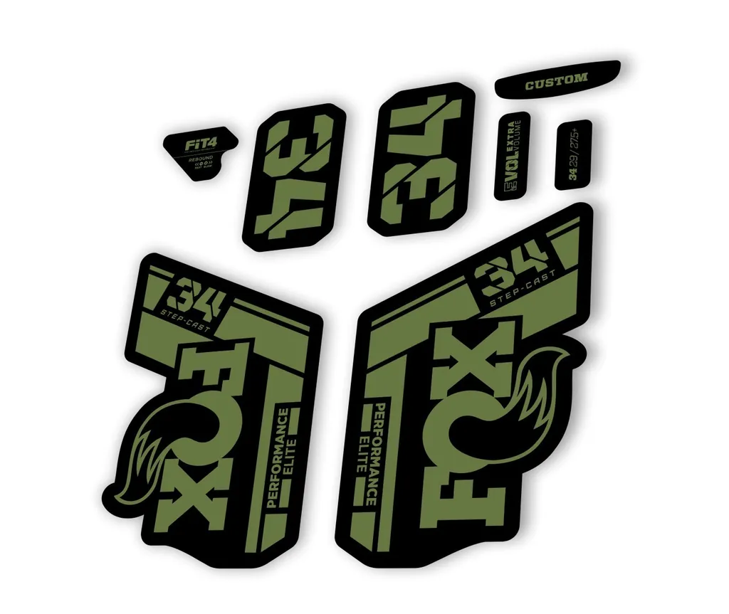 FOX 34 Step Cast Elite 2021 Factory Fork Decals Suspension Sticker Olive - 1