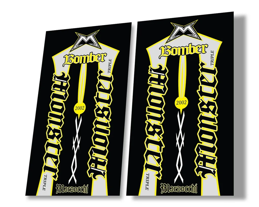 Marzocchi Bomber Monster 2002 Suspension Decal Kit Sticker Adhesive Yellow - 1