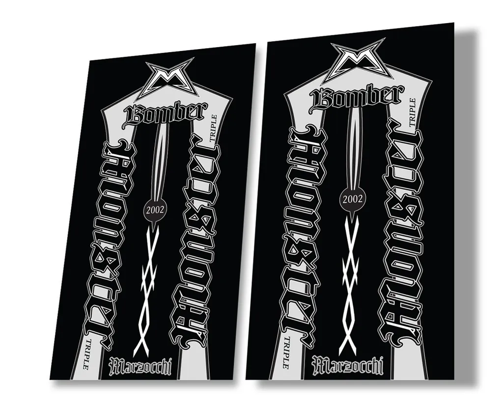 Marzocchi Bomber Monster 2002 Suspension Decal Kit Sticker Adhesive White - 1