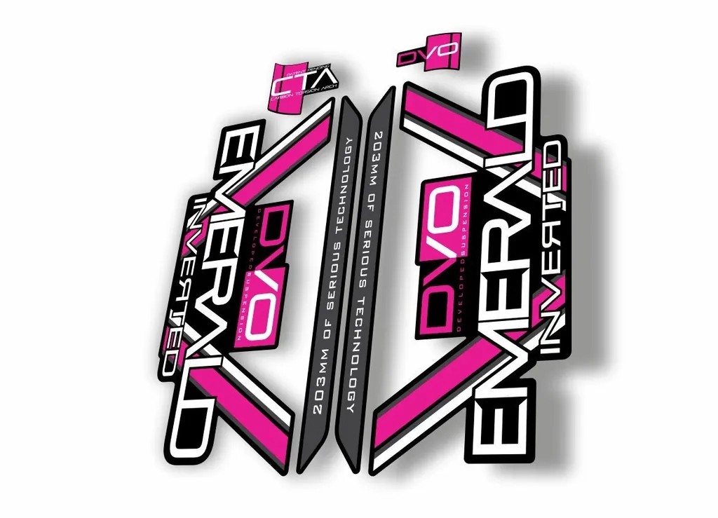 DVO 2016 EMERALD 27.5 - 29 Fork Suspension Sticker Decal Kit Adhesive Pink - 1