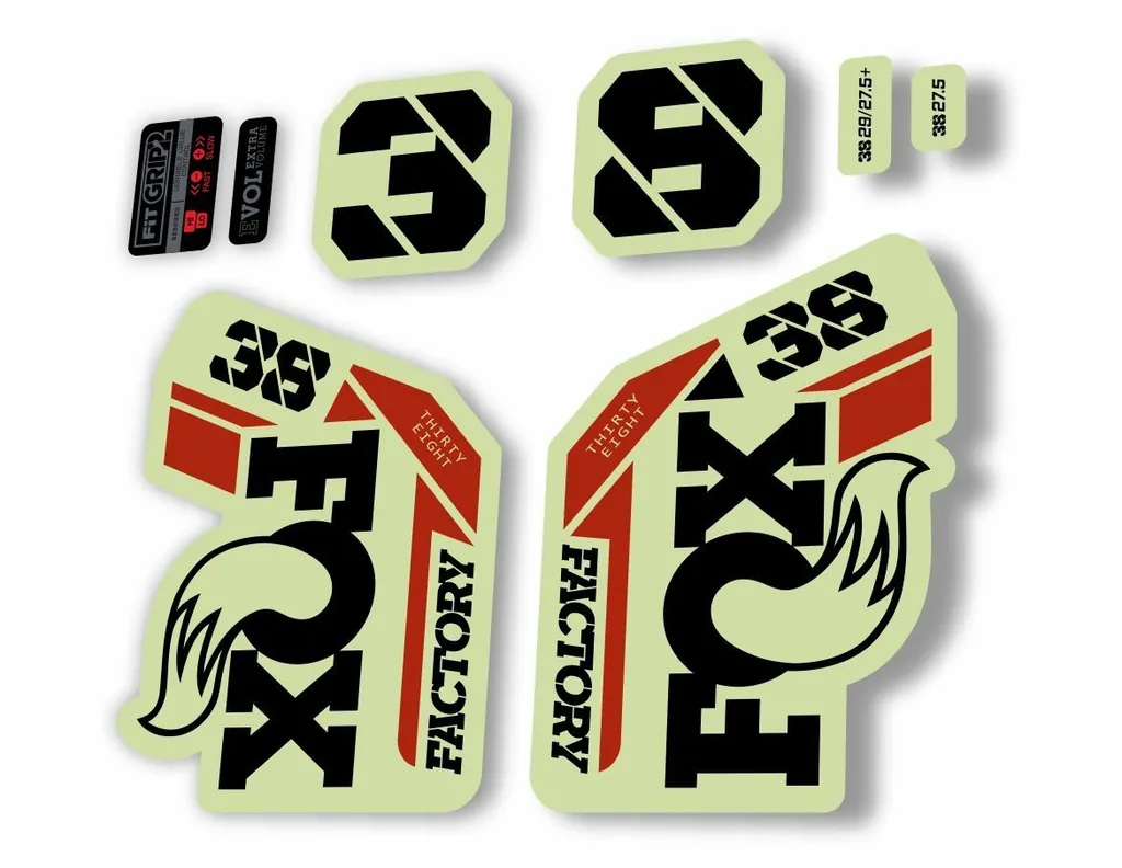 FOX 38 Step Cast SC 2021 Factory Fork Decals Suspension Sticker Adhesive Black - 1