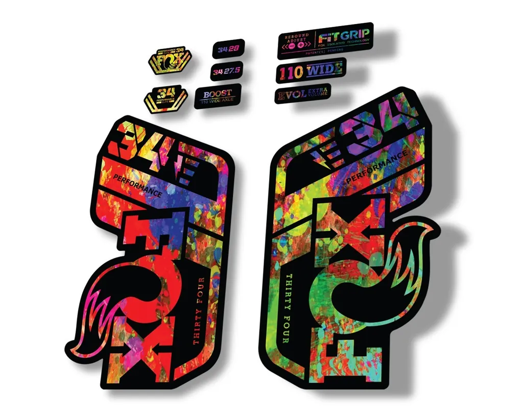 FOX 34 Performance E Bike 2021 Factory Fork Decals Suspension Sticker Oil Slick - 1