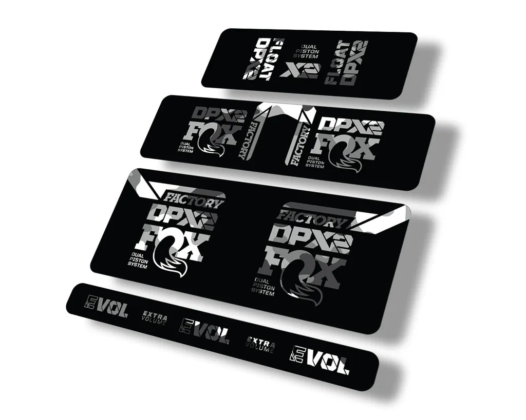 FOX Float DPX2 2021 Rear Shock Suspension Sticker Decal Full Set White Camo - 1