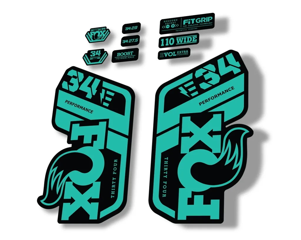 FOX 34 Performance E Bike 2021 Factory Fork Decals Suspension Sticker Dolphin - 1