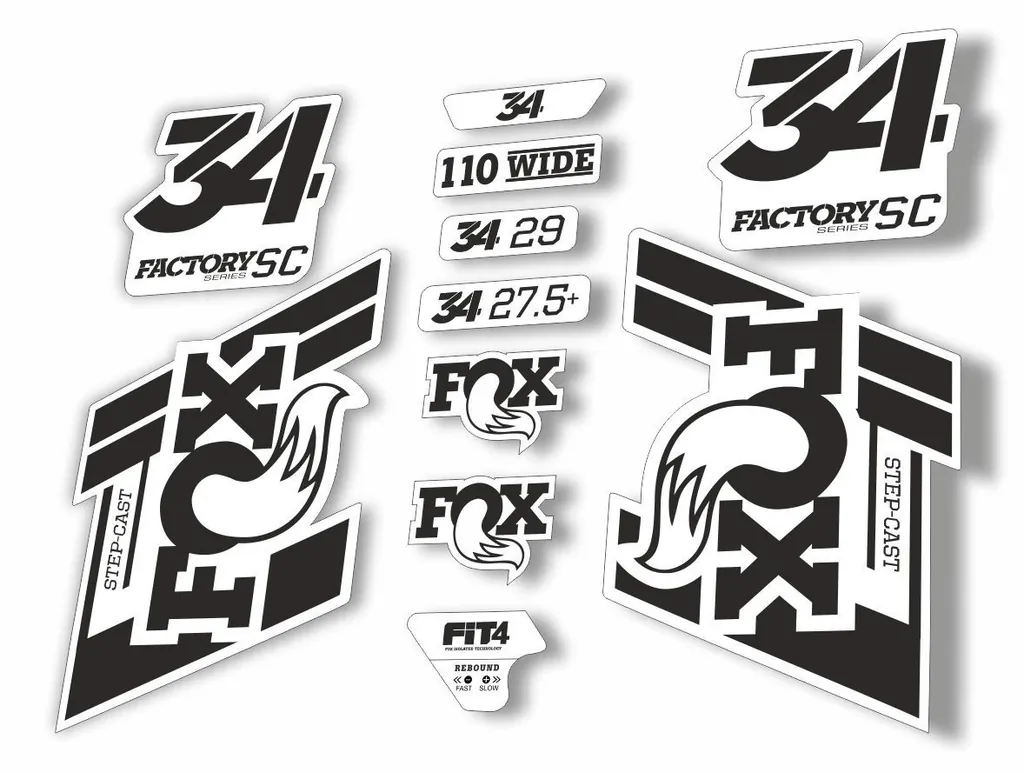 FOX 34 Step Cast SC 2019 Fork Suspension Factory Decal Stickers Adhesive Black - 1