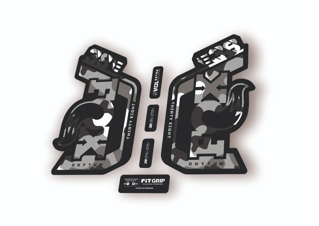 Fox 38 Rhythm E Bike 2024 Fork Suspension Factory Decal Sticker White Camo - 1