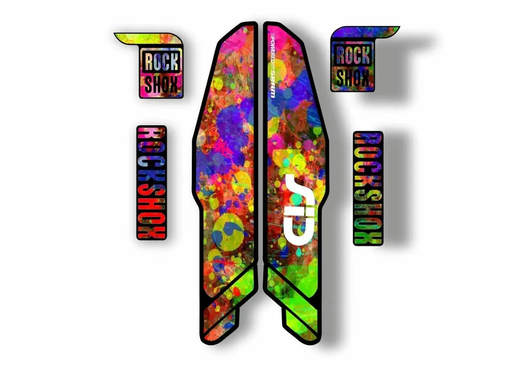 Rock Shox SID 2015 Mountain Bike Cycling Decal Kit Sticker Adhesive Oil Slick - 1