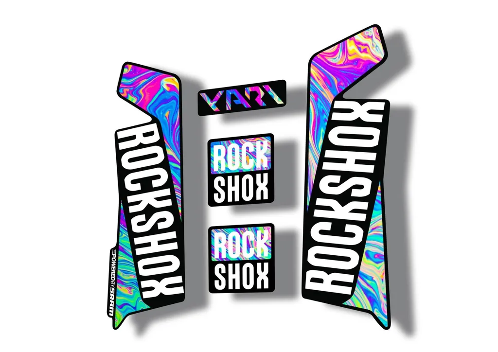 Rock Shox YARI 2017 Fork Decal Mountain Bike Cycling Sticker Adhesive Oil Slick1 - 1