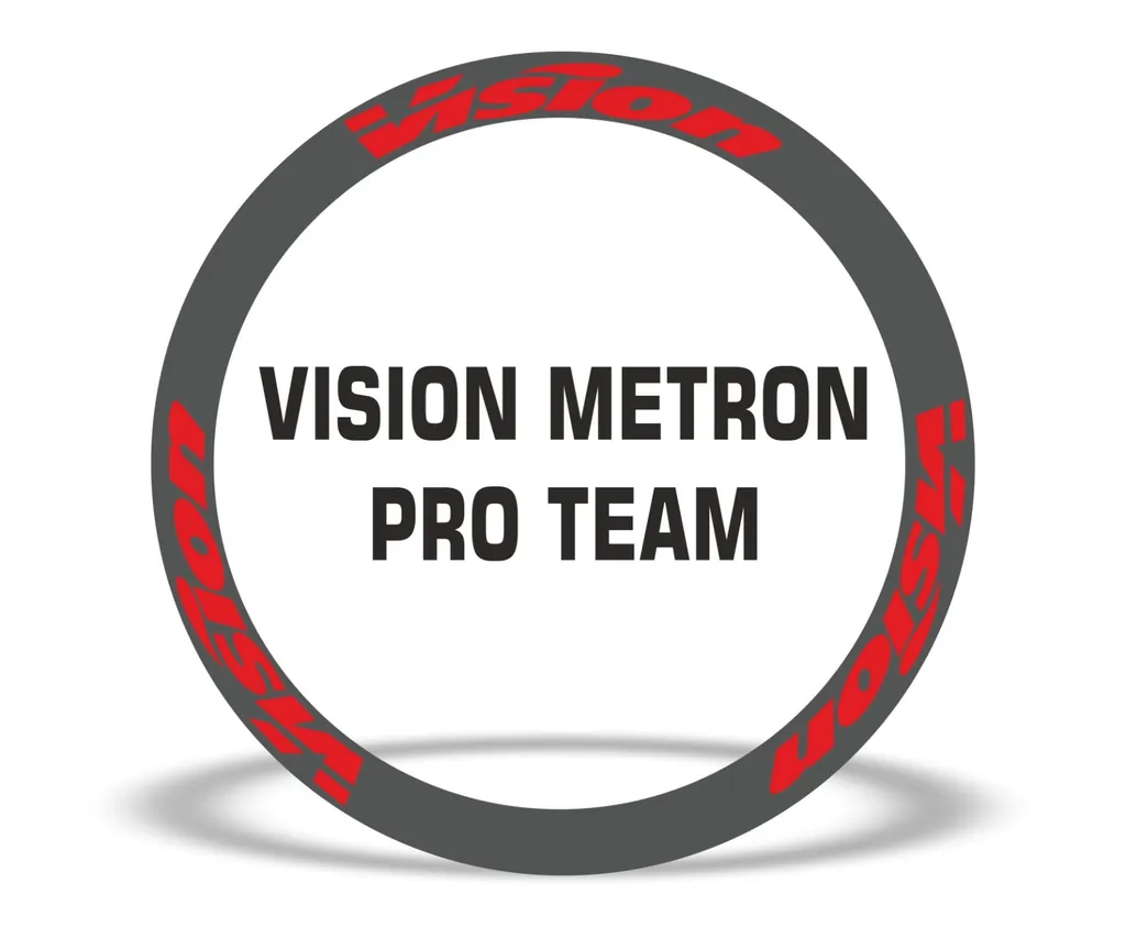 Vision Metron Pro Team Road Bike Rim Decal Wheel Sticker Set Adhesive Red - 1