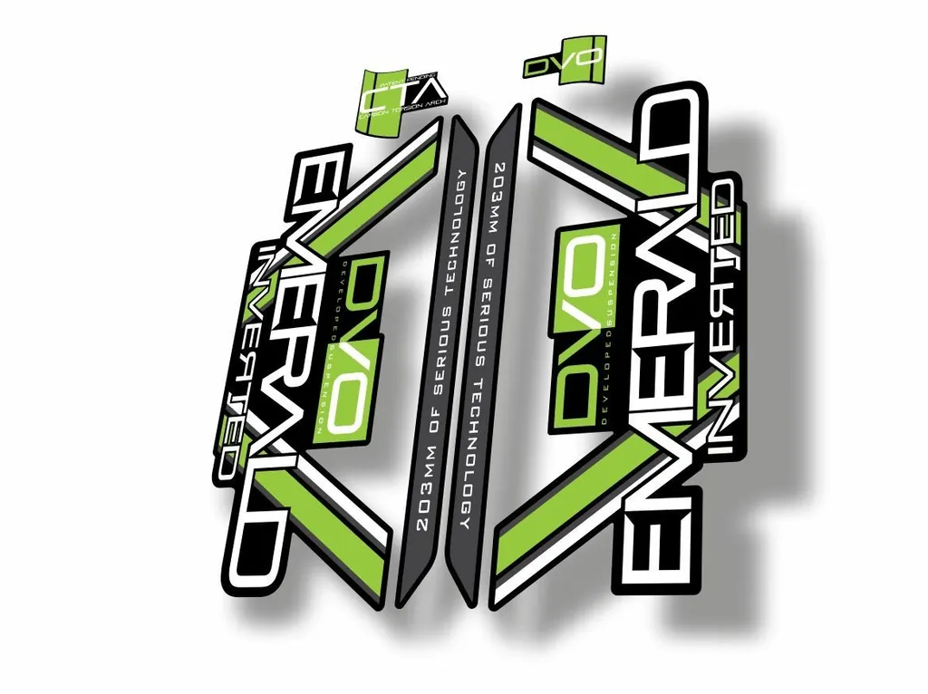 DVO 2016 EMERALD 27.5 - 29 Fork Suspension Sticker Decal Kit Adhesive Green - 1