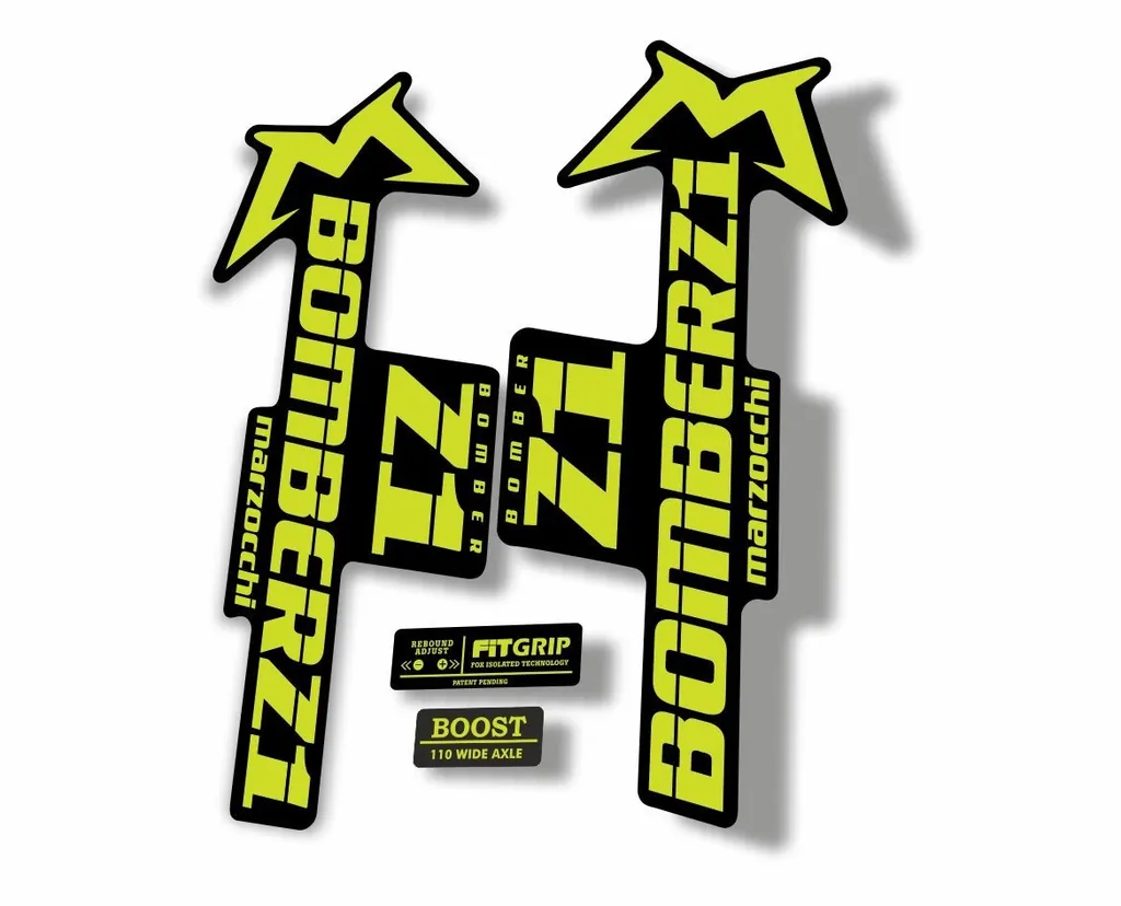 Marzocchi Bomber Z1 2018 Fork Suspension Sticker Decal Kit Adhesive Lime Green - 1