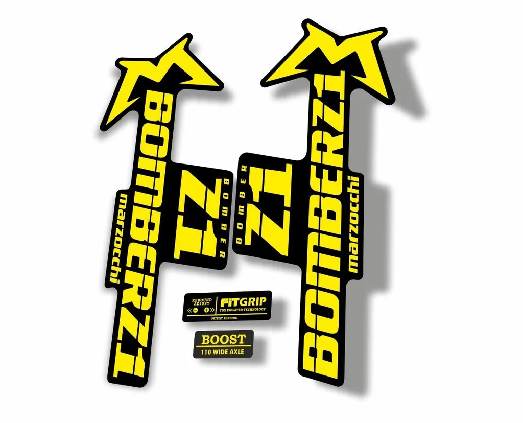 Marzocchi Bomber Z1 2018 Fork Suspension Sticker Decal Kit Adhesive Yellow - 1