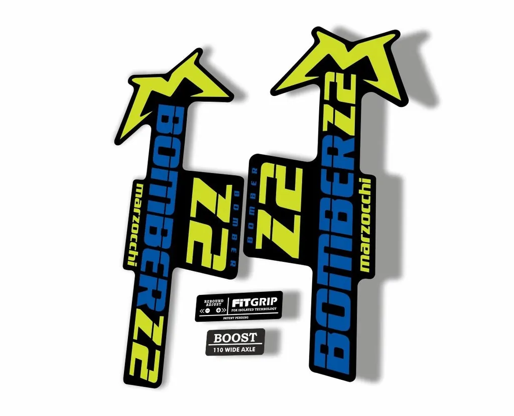 Marzocchi Bomber Z2 2020 Fork Suspension Sticker Decal Kit Adhesive Lime Blue - 1