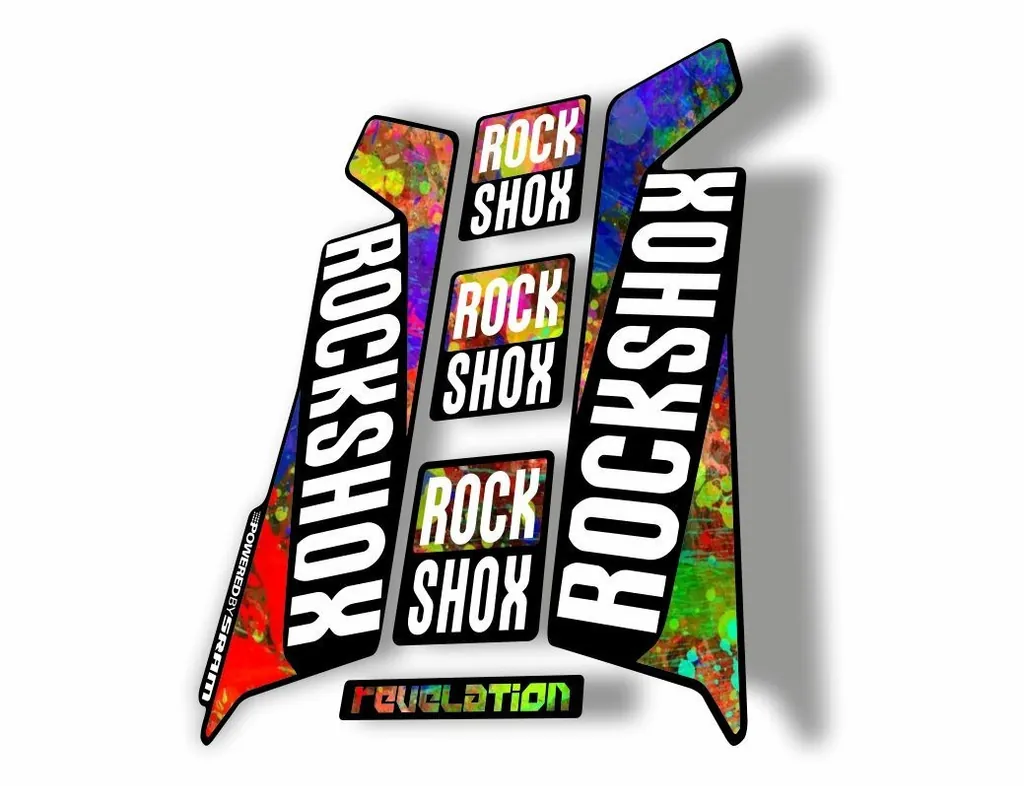 Rock Shox REVELATION 2016 Mountain Bike Cycling Decal Kit Sticker Oil Slick - 1