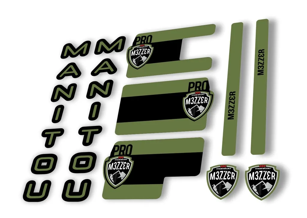 Manitou Mezzer Pro 2020 Fork Suspension Decal Kit Sticker Set Olive - 1