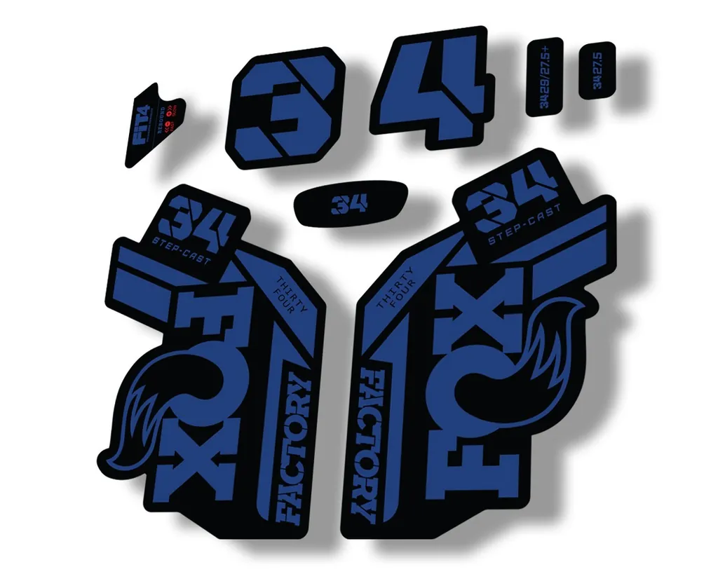 FOX 34 Step Cast SC 2021 Factory Fork Decals Suspension Sticker Adhesive D. Blue - 1