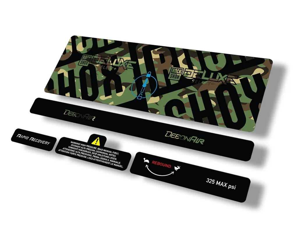 Rock Shox 2021 Deluxe Select Plus Rear Shock Decal Sticker Adhesive Set Camo - 1