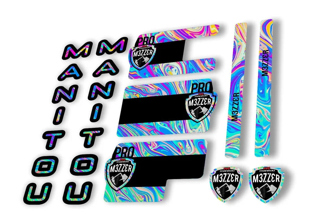 Manitou Mezzer Pro 2020 Fork Suspension Decal Kit Sticker Set Oil Slick 1 - 1